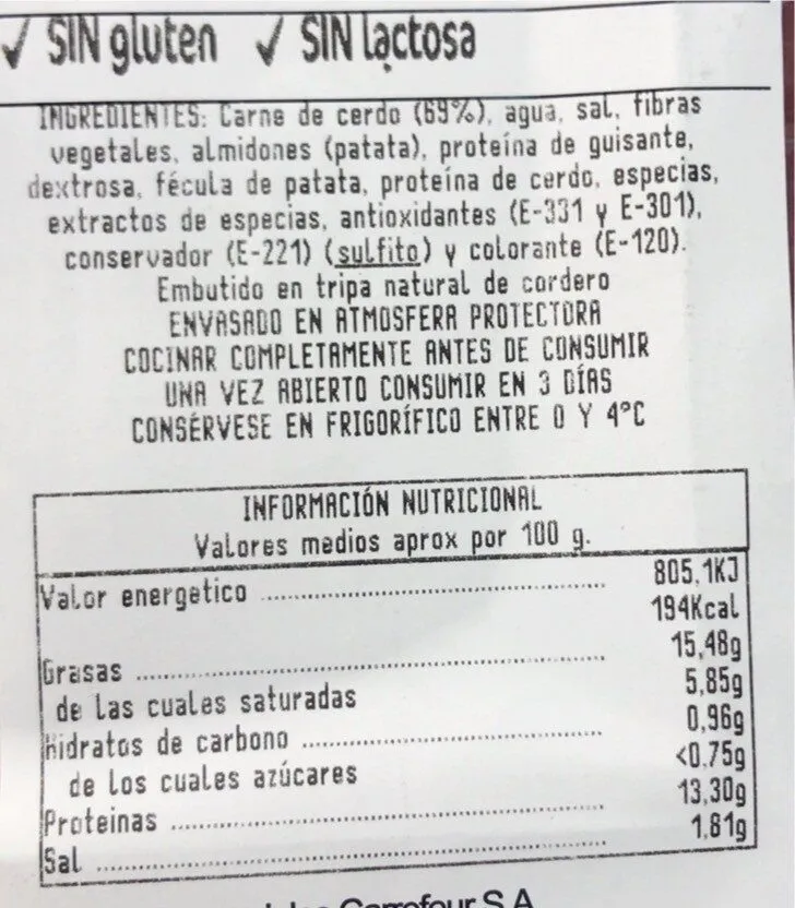 Longaniza blanca fresca