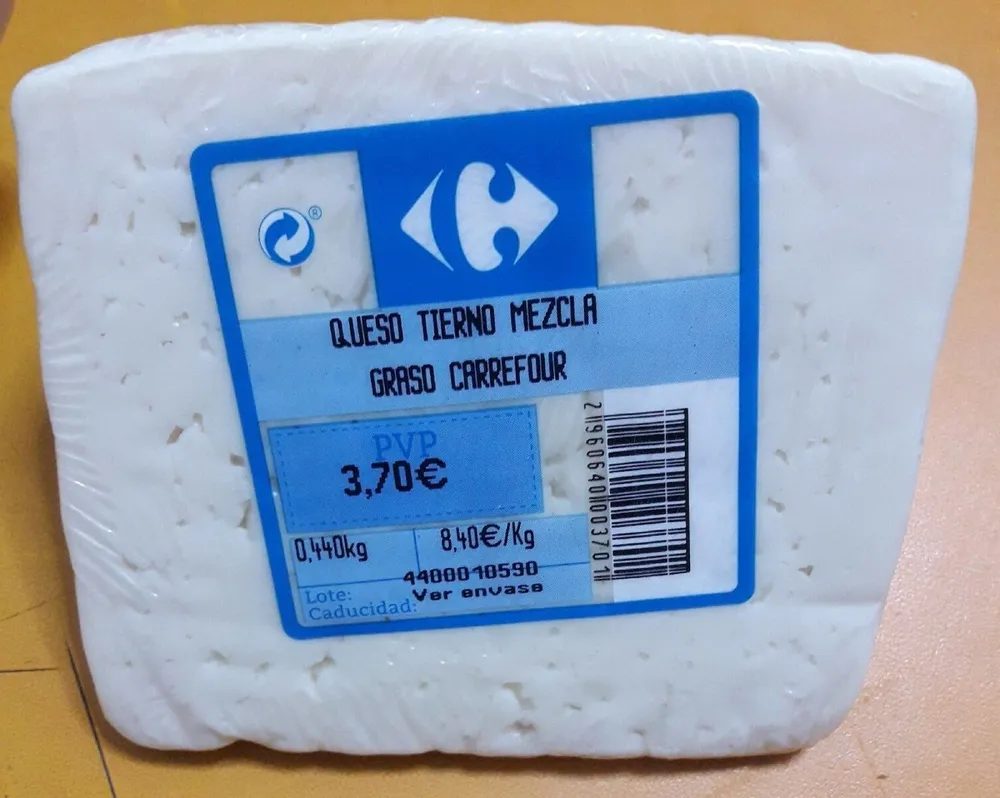 Queso tierno mezcla. Graso carrefour.