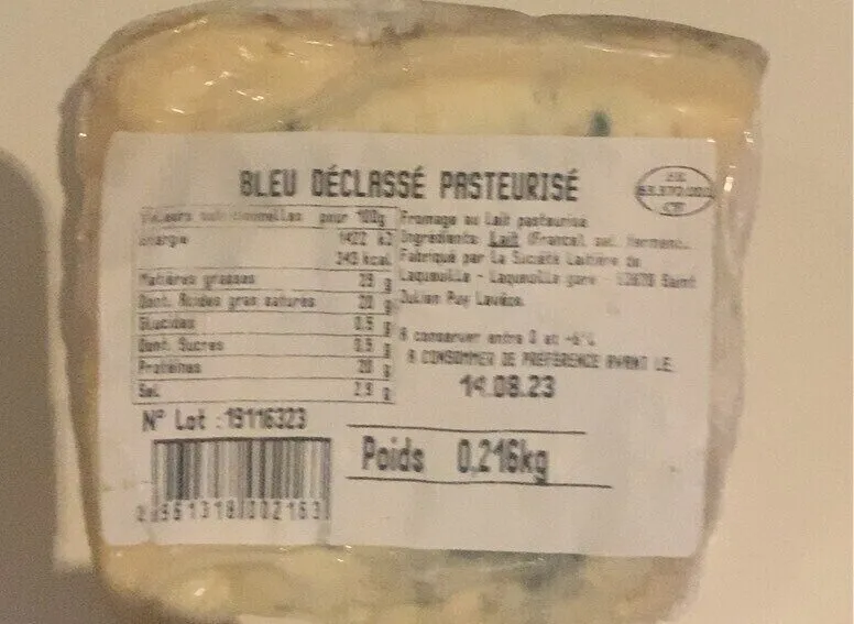 Fromage bleu declassé pasteurisé