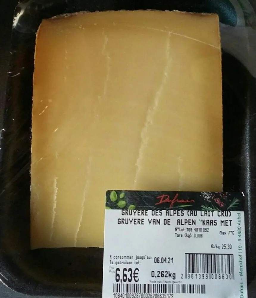 Gruyère des alpes au lait cru