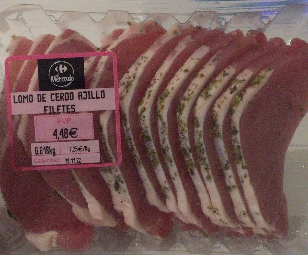 Lomo de cerdo ajillo filetes
