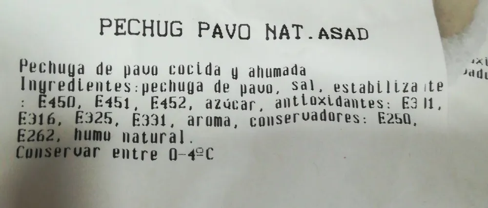 Pechuga de pavo natural asada