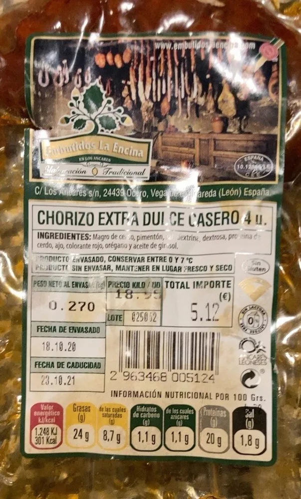Chorizo extra dulce