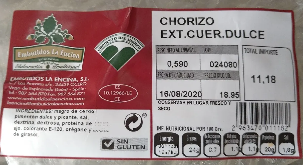 Chorizo dulce extra