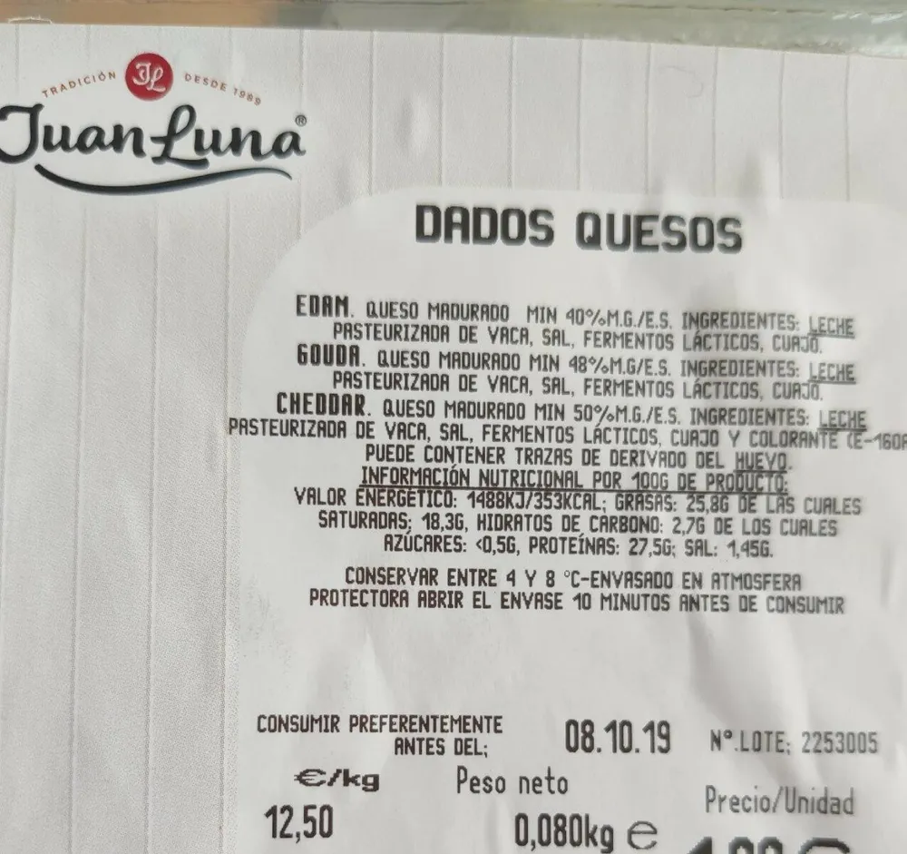 Dados quesos