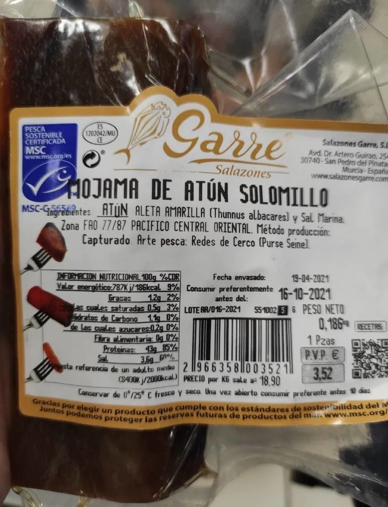 Mojama de atún solomillo