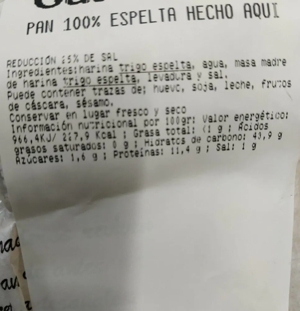 Pan espelta 100%