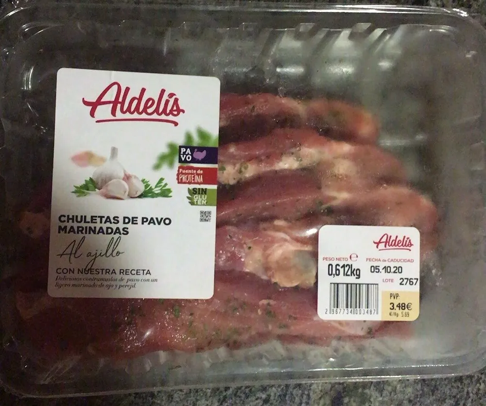 Chuletas de pavo marinadas