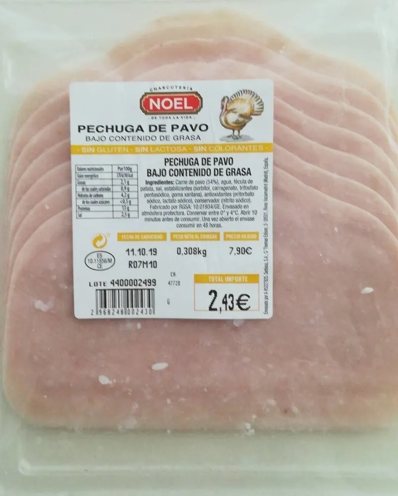 Pechuga de pavo bajo contenido en grasa