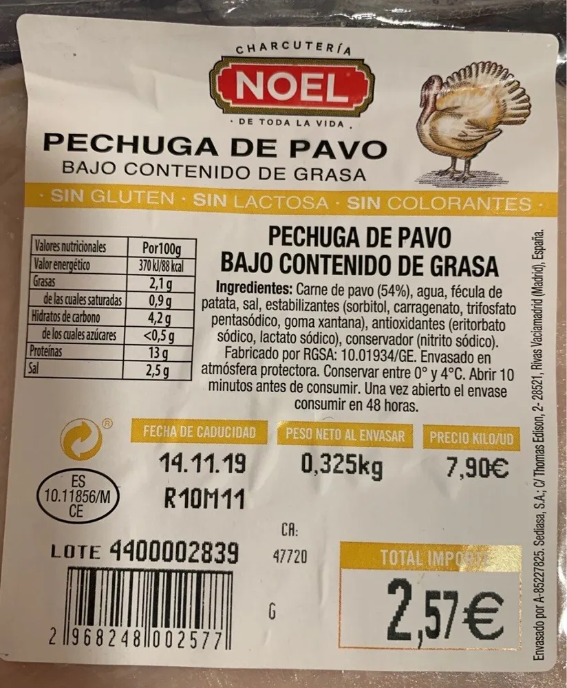 Pechuga de Pavo bajo en grasa