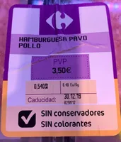 Hamburguesa de pollo y pavo