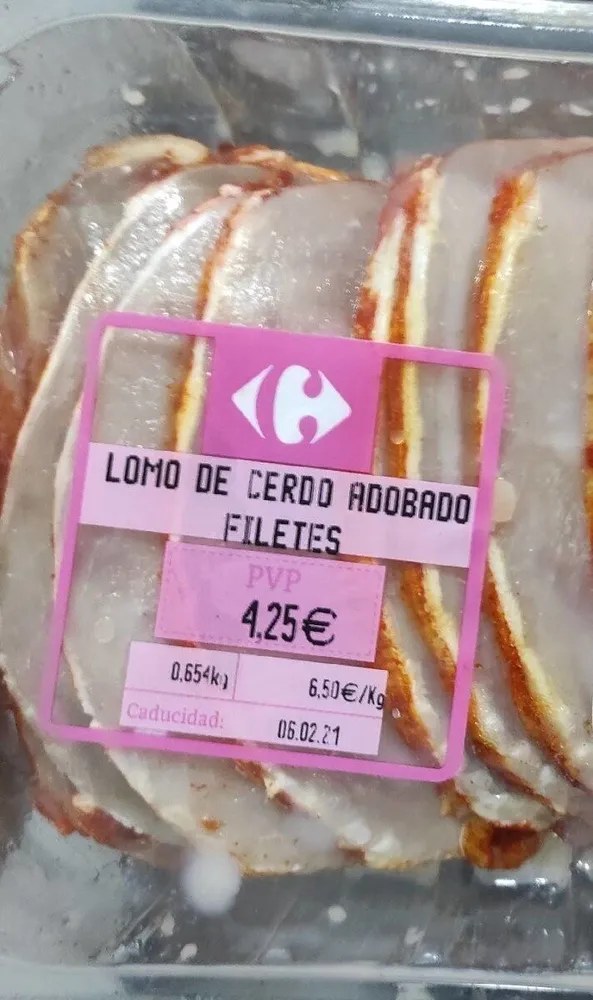 Lomo de cerdo adobado filetes
