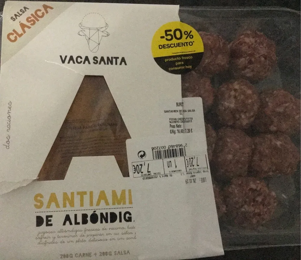 Santiamen de Albondigas con salsa