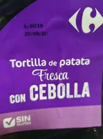 Tortilla de patata fresca con cebolla