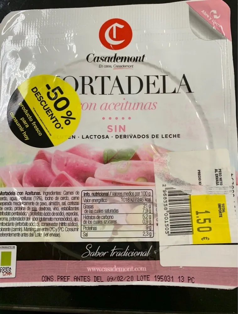 Mortadela con aceitunas