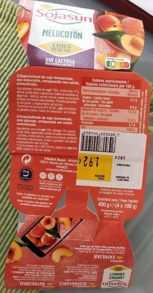 Preparado de soja fermentada. Yogurt.