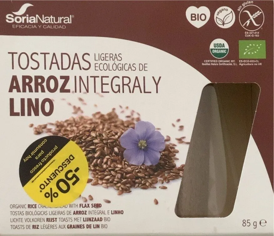 Tostadas ligeras ecológicas de Arroz Integral y Lino