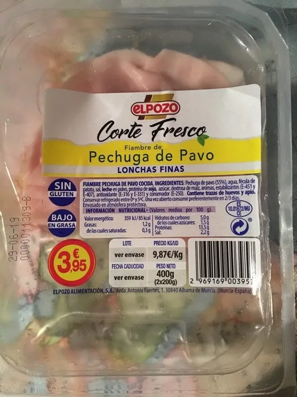 Pechuga de pavo lonchas finas corte fresco