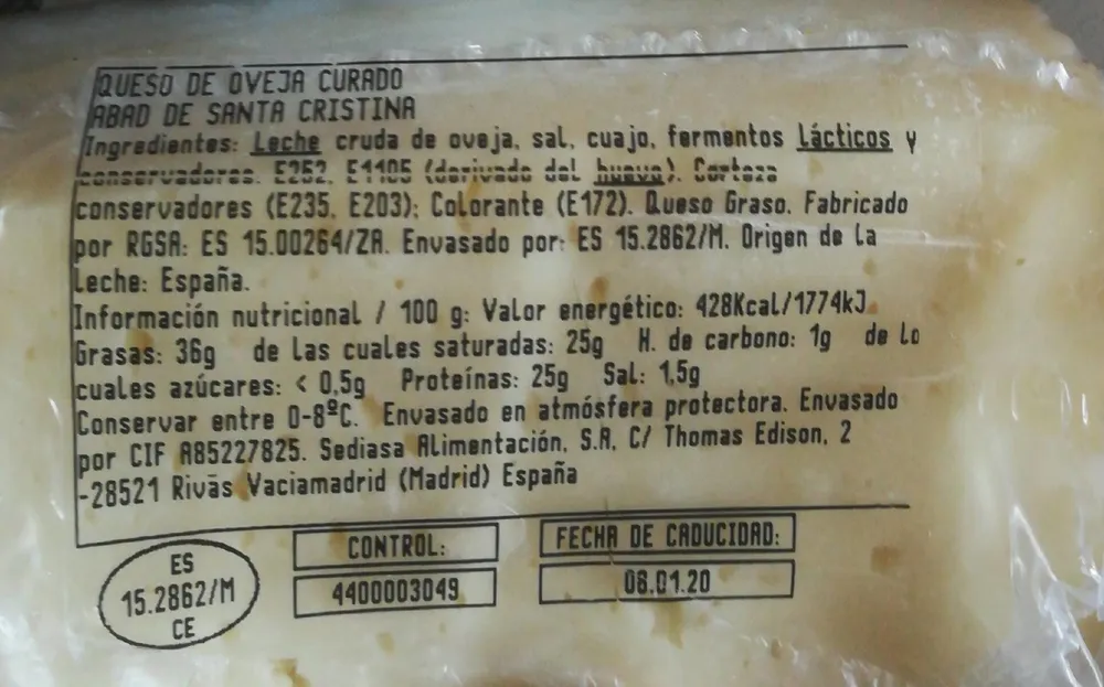 Queso de oveja curado