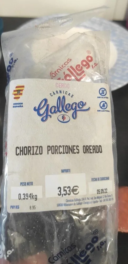 Chorizo porciones oreado