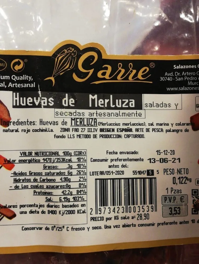 Huevas de merluza