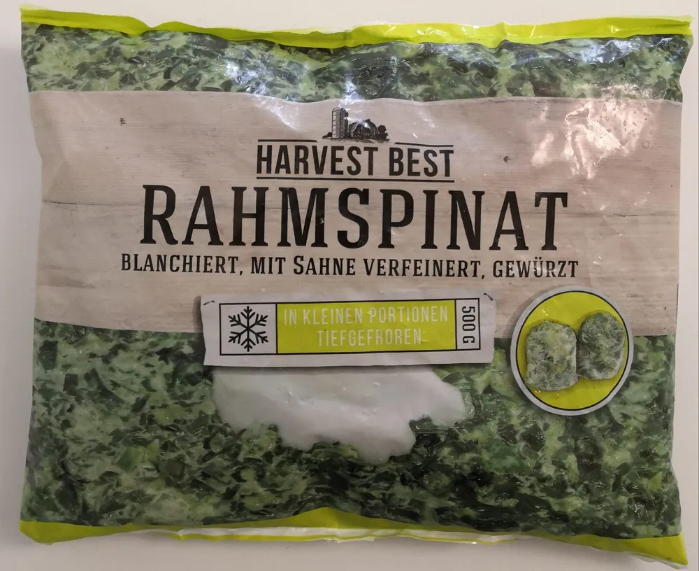 Rahmspinat, blanchiert mit Sahne verfeinert, gewürzt