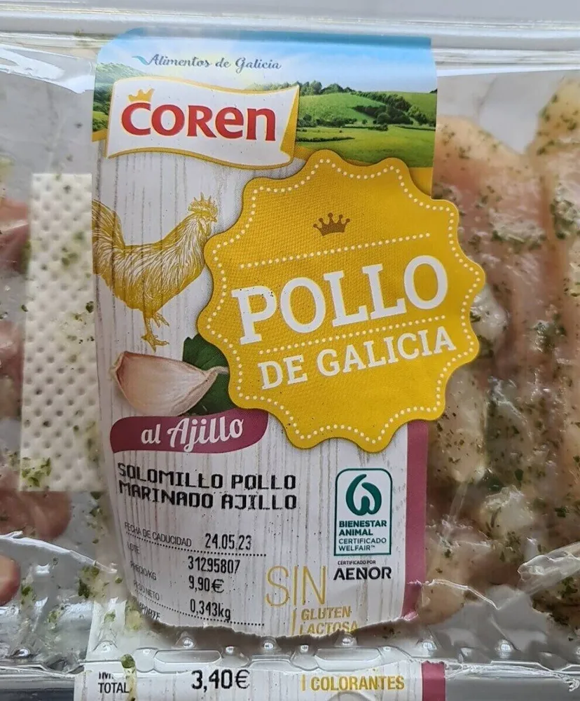 Solomillo pollo marinado al ajillo