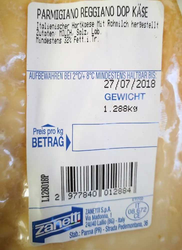 Parmigiano Reggiano dop käse