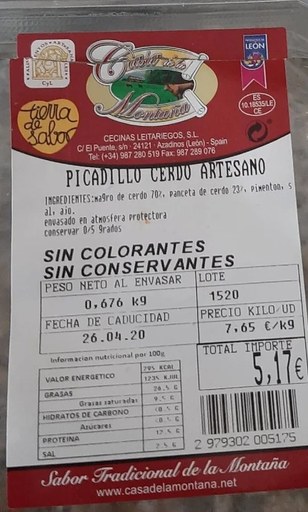 Picadillo cerdo artesano