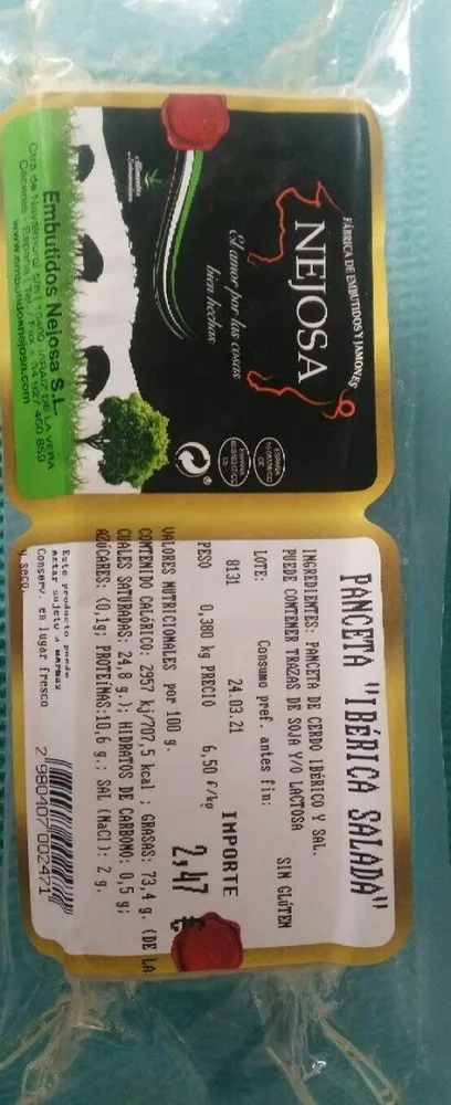 Panceta iberica salada