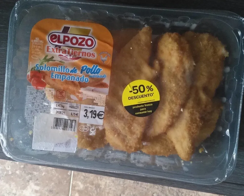 Solomillo de pollo marinado empanado