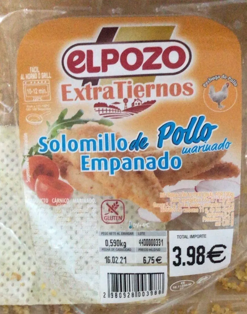 Solomillo de pollo empanado
