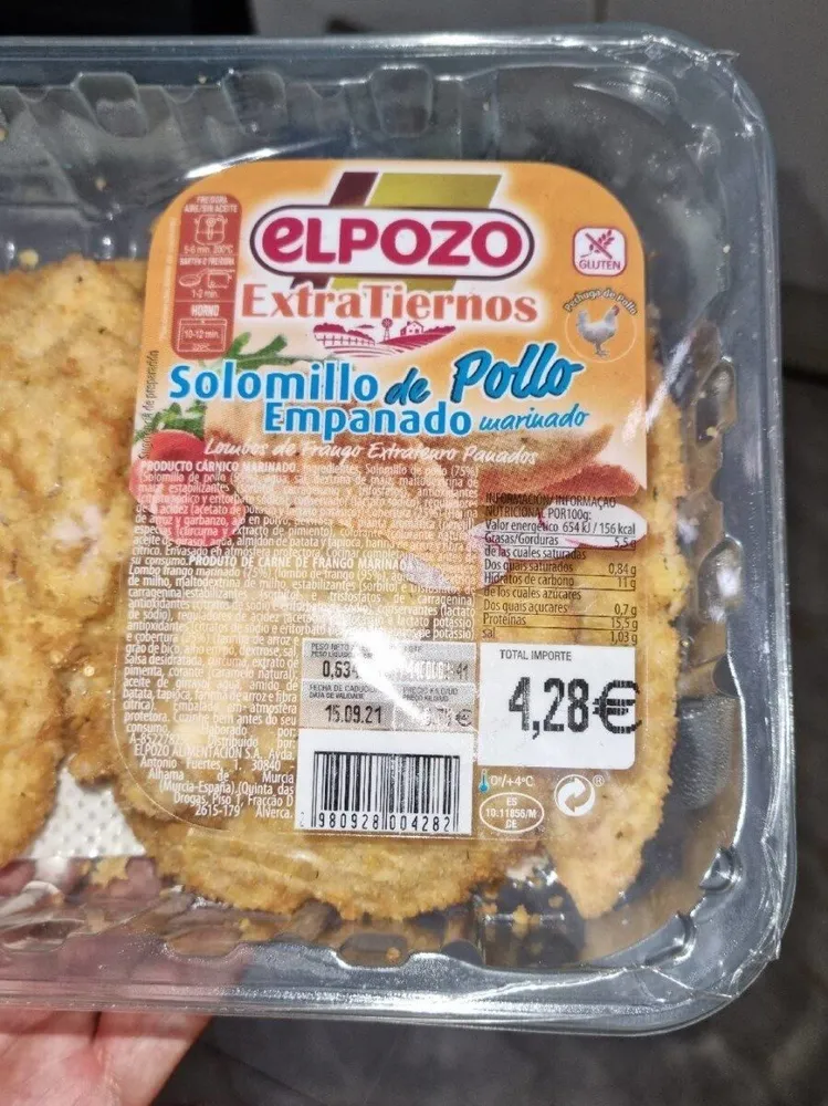 Solomillo de pollo empanado marinado