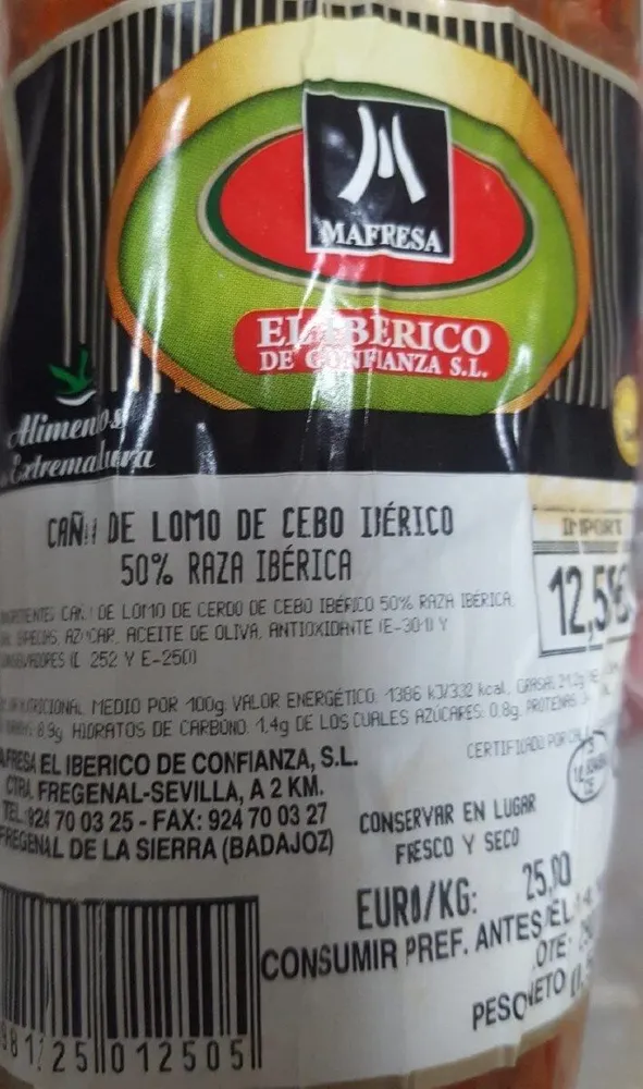 Caña de lomo Cebo iberico