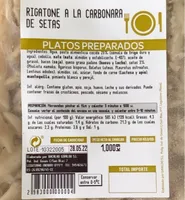 Rigatone a la carbonara de setas