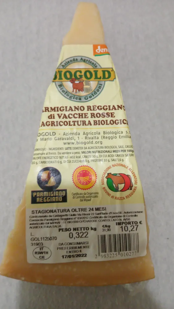 Parmigiano Reggiano di Vacche Rosse da Agricoltura Biologica