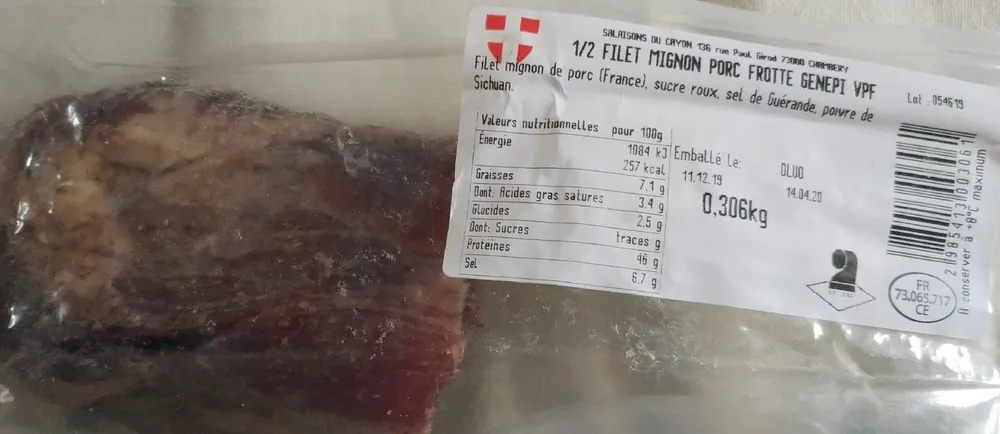 Filet mignon porc frotté génépi VPF