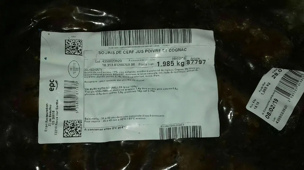 Souris de cerf juste poivre cognac