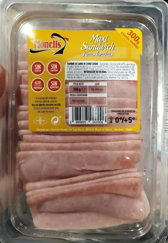 maxi sandwich finas lonchas