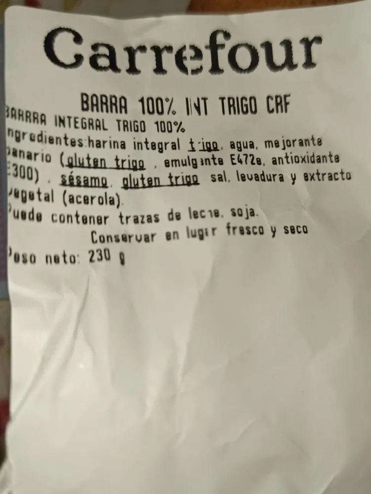 Barra integral trigo 100%