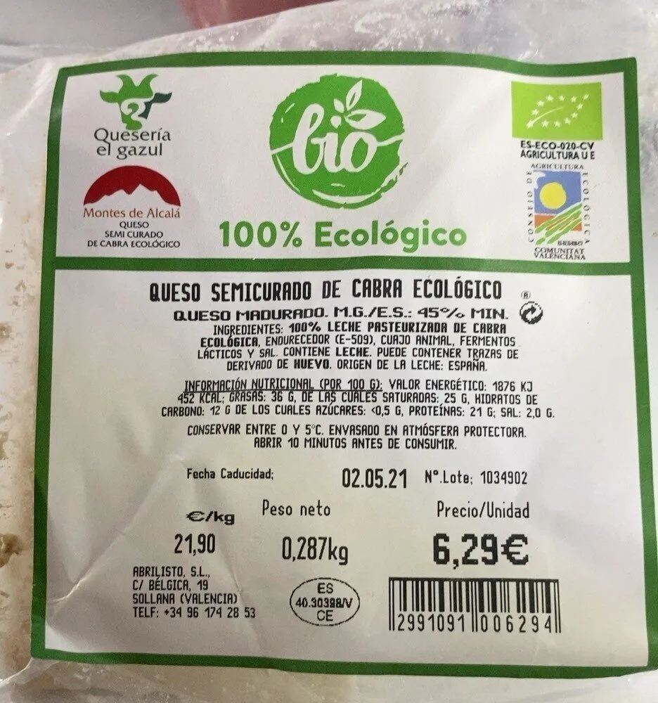 Queso semicurado de cabea ecologico