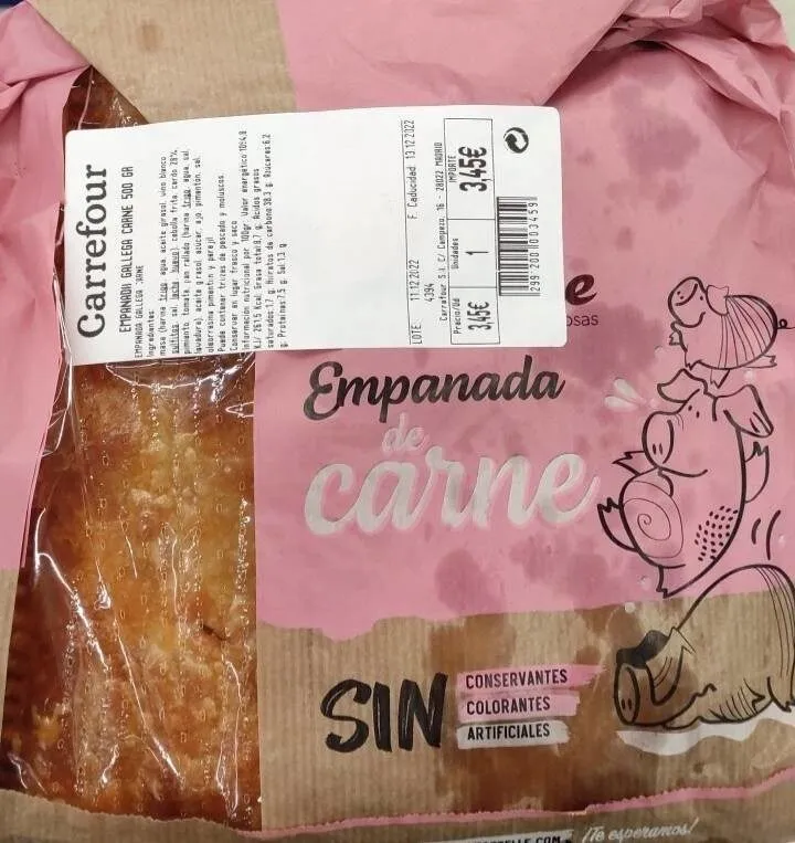 Empanada de carne gallega Carrefour sin colorantes