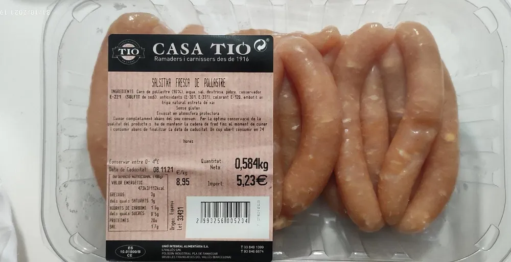 Salchicha fresca de pollo CASA TIÓ