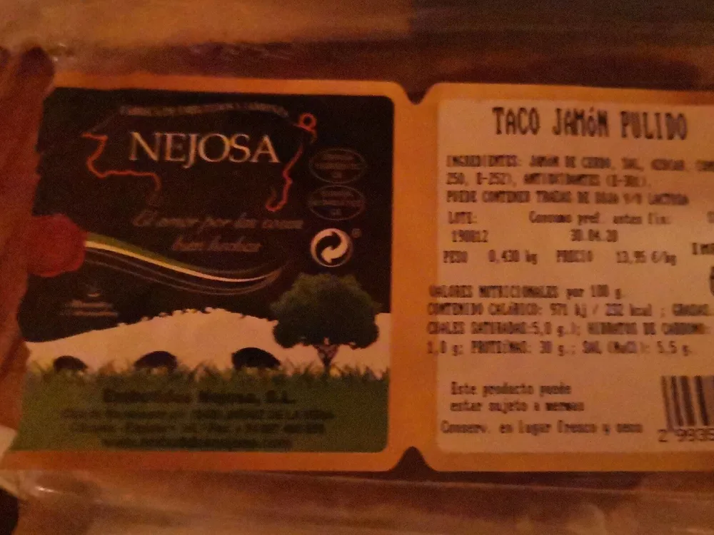 Taco jamón pulido