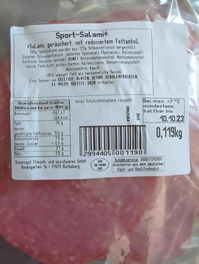 Sport-Salami fettreduziert