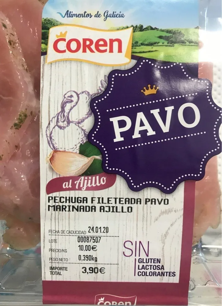 Pechuga pavo ajillo