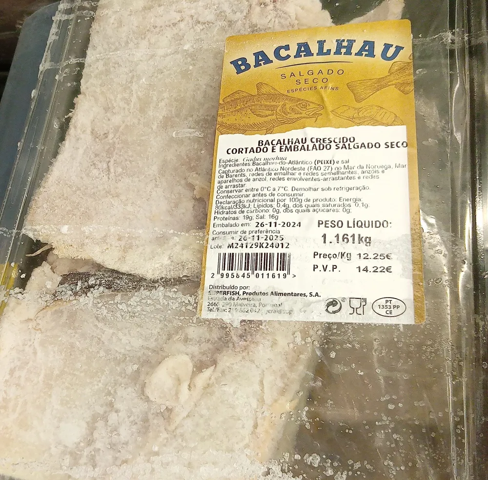 Bacalhau Crescido Cortado e Embalado Salgado Seco