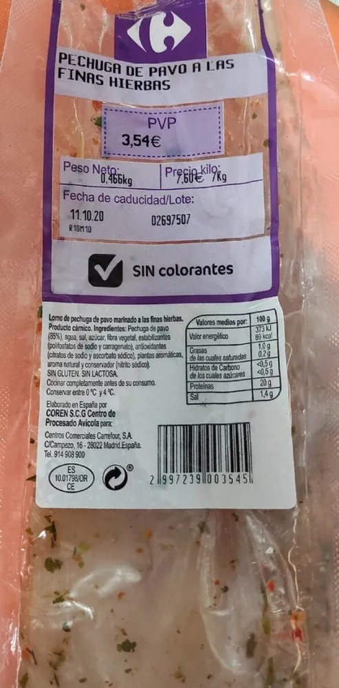 Pechuga de pavo a las finas hirbas
