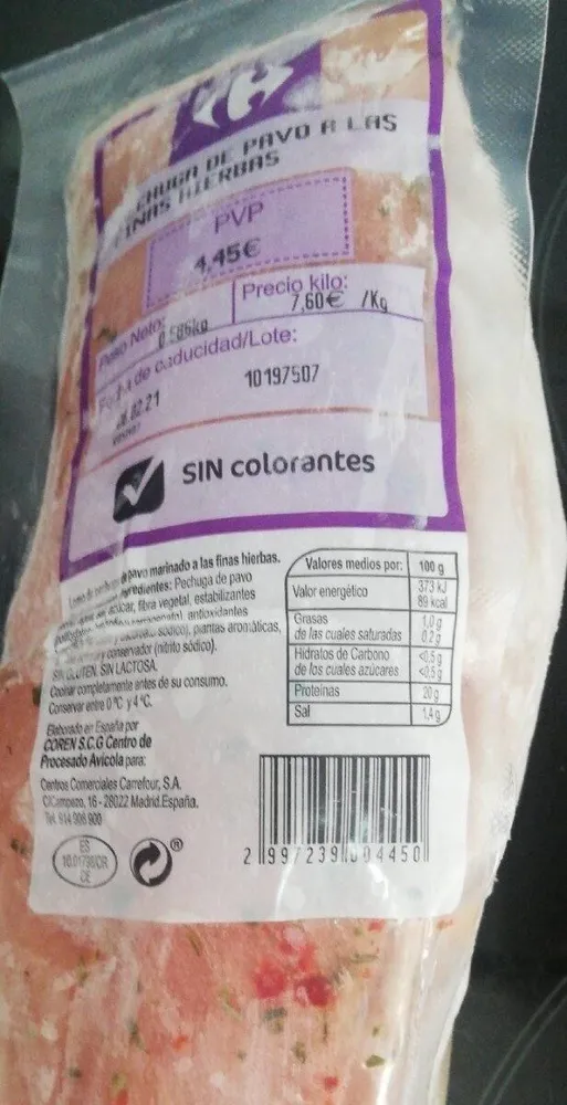 Pechuga de pavo a las finas hierbas