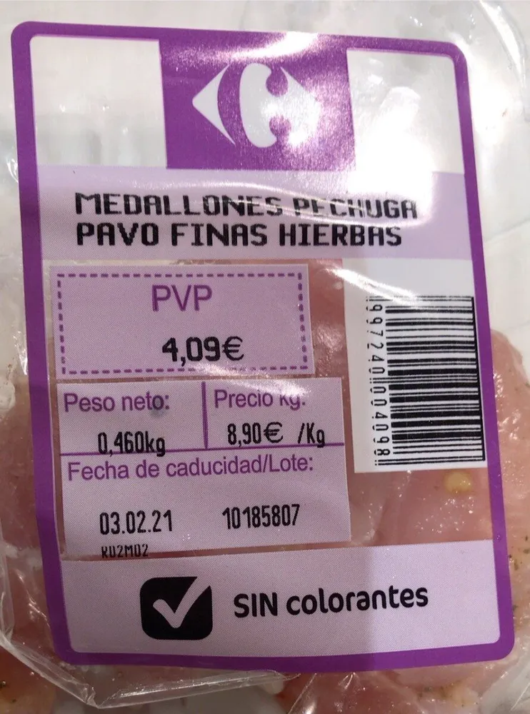 Medallones pechuga pavo